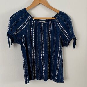Style & Co. Blue Geometric Blouse